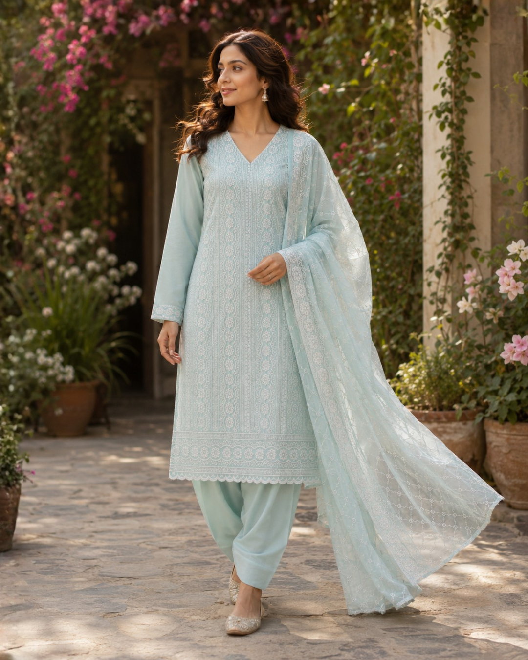 Classic Chikankari Suit - Unstitched