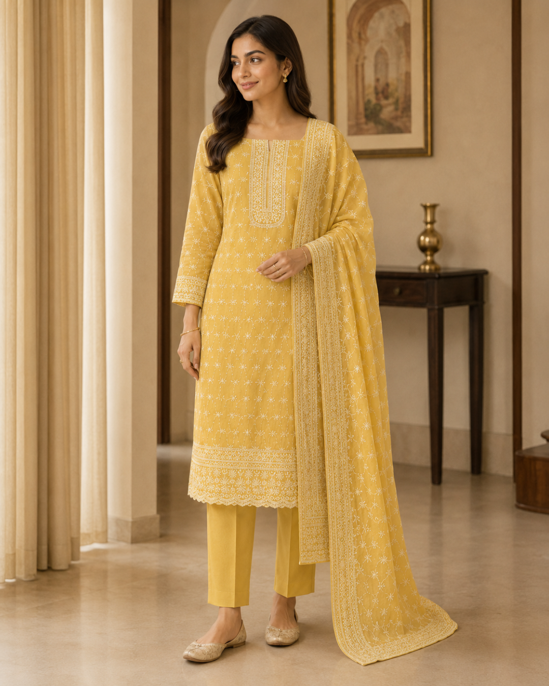 Delicate Chikankari Suit - Unstitched